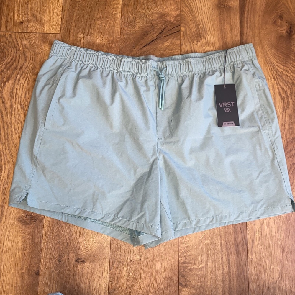 VRST Woven Nylon‎ Shorts XXL 5" Dusty Teal Heather Zippered Pocket NEW